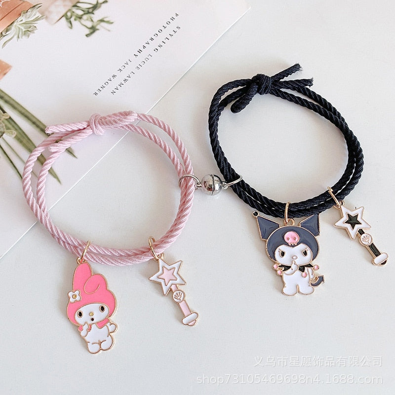 2pcs Elastic Rope Paired Bracelet Magnetic Couple Charms Pendant Bracelet Friendship Fashion Jewelry Accessories Valentine's Day - MARC SHERL