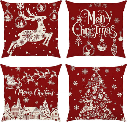 Christmas Red Cartoon Pillow Cover