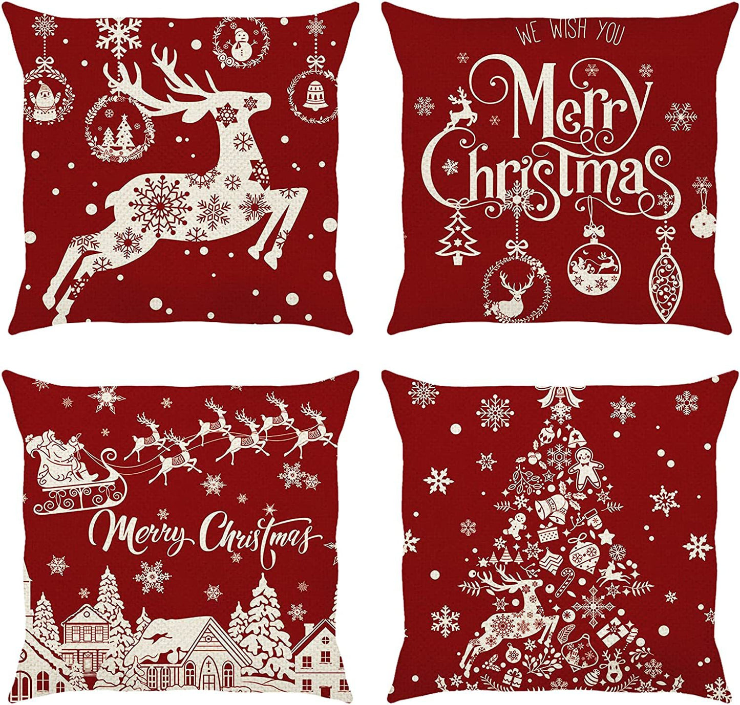 Christmas Red Cartoon Pillow Cover