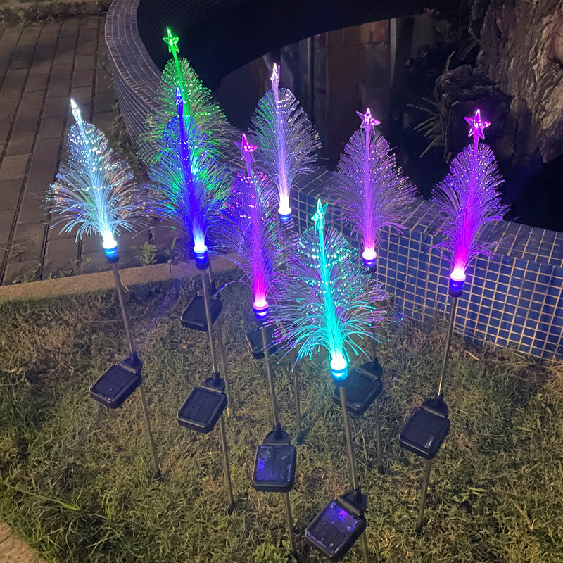 Solar Fiber Optic Pentagram Christmas Light Outdoor