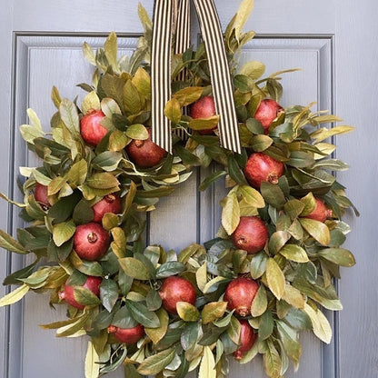 Autumn Pomegranate Garland Simulation Green Plant Door Hanging Decoration