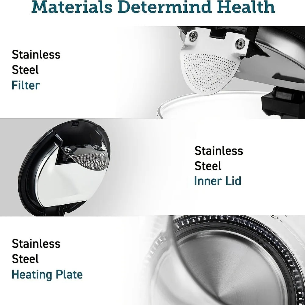1.7L Glass and Stainless Steel Electric Kettle, 1200W