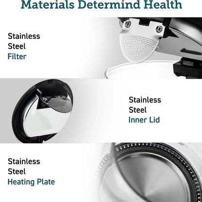 1.7L Glass and Stainless Steel Electric Kettle, 1200W
