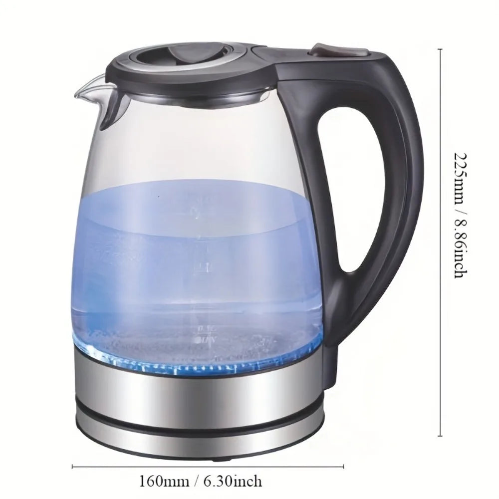 1.7L Glass and Stainless Steel Electric Kettle, 1200W