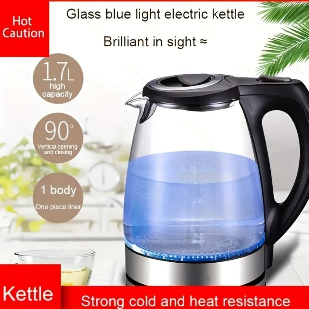 1.7L Glass and Stainless Steel Electric Kettle, 1200W