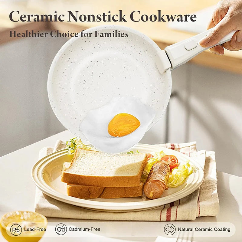 Removable Handle Non-Stick Pots and Pans Set for Kitchen and Camping