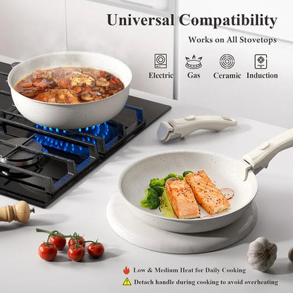 Removable Handle Non-Stick Pots and Pans Set for Kitchen and Camping