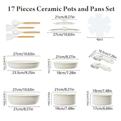 Removable Handle Non-Stick Pots and Pans Set for Kitchen and Camping