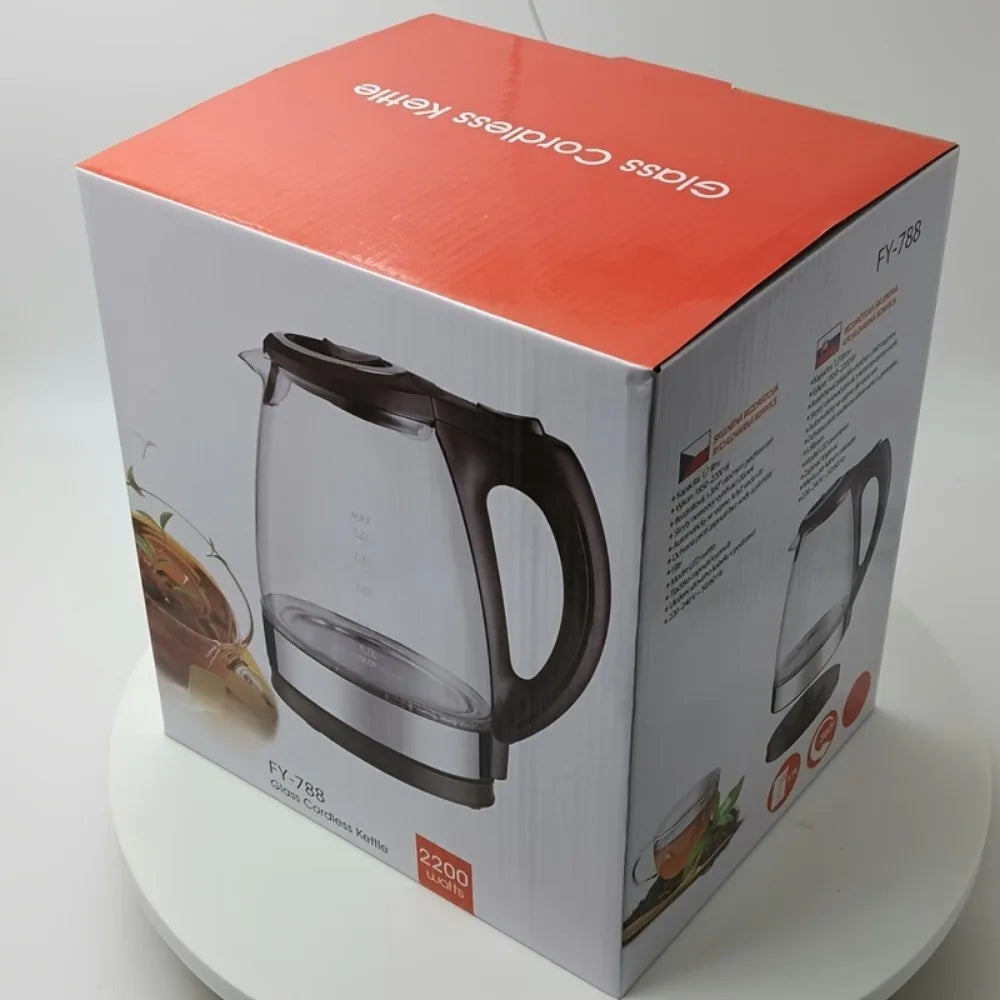 1.7L Glass and Stainless Steel Electric Kettle, 1200W