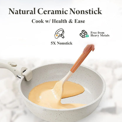 Removable Handle Non-Stick Pots and Pans Set for Kitchen and Camping