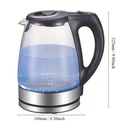 1200W Electric Kettle TM-788-110V 1.7L Glass Tea Kettle with Stainless Steel Filter Inner Lid 110V Black Hot Water Boiler