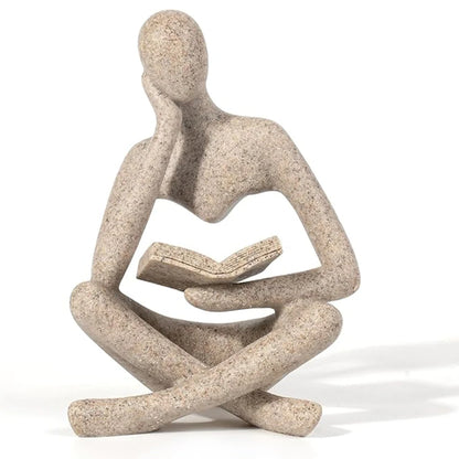 Bookshelf Decor Home Decor - Person Who is Thinking Abstract Thinker Sculpture Figurine Statue Resin Modern Reading Decoration