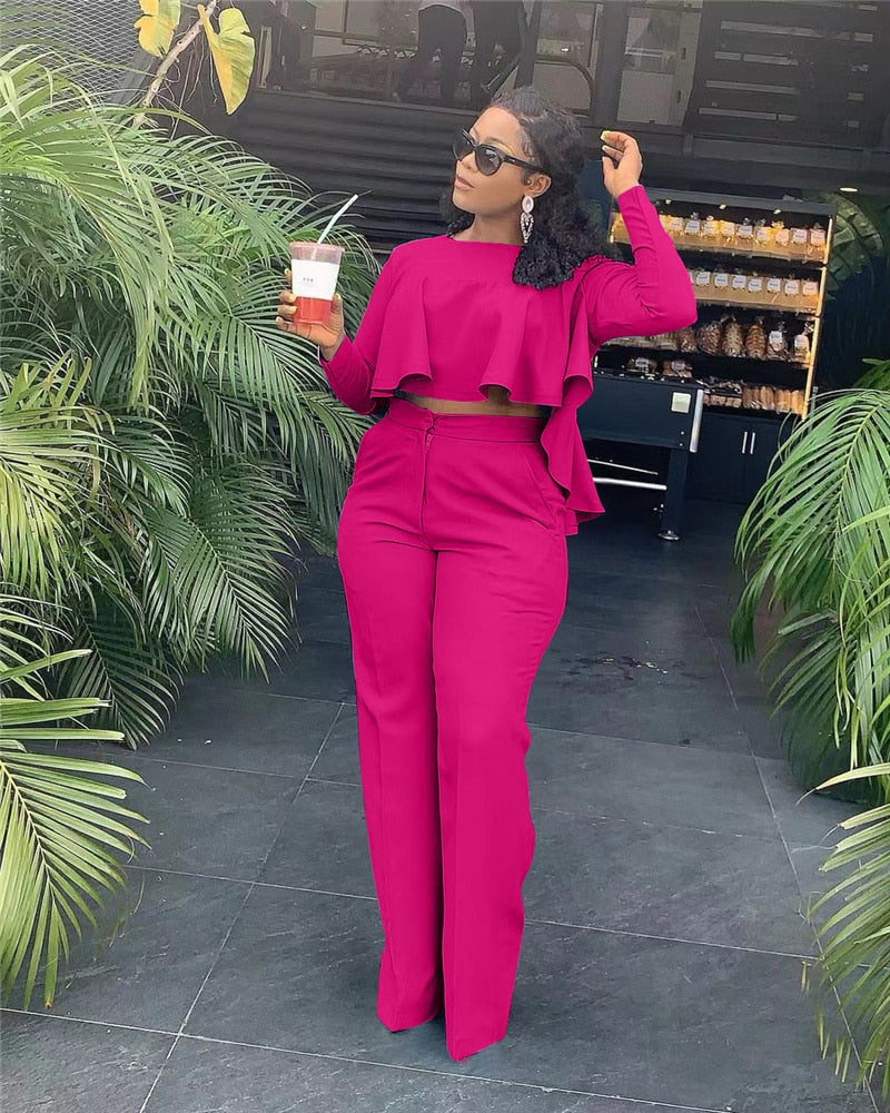 Top and Wide Leg Pants Suits Matching Sets - MARC SHERL