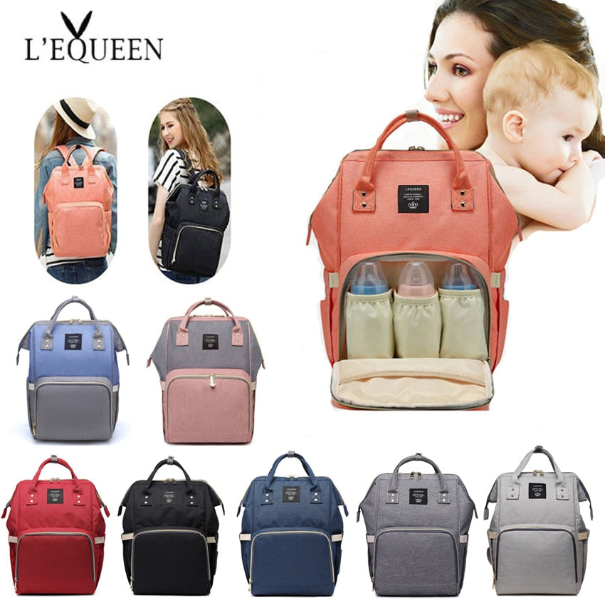 Lequeen Fashion Mummy Maternity Nappy Bag Large Capacity Nappy Bag Travel Backpack Nursing Bag for Baby Care Women's Fashion Bag - MARC SHERL