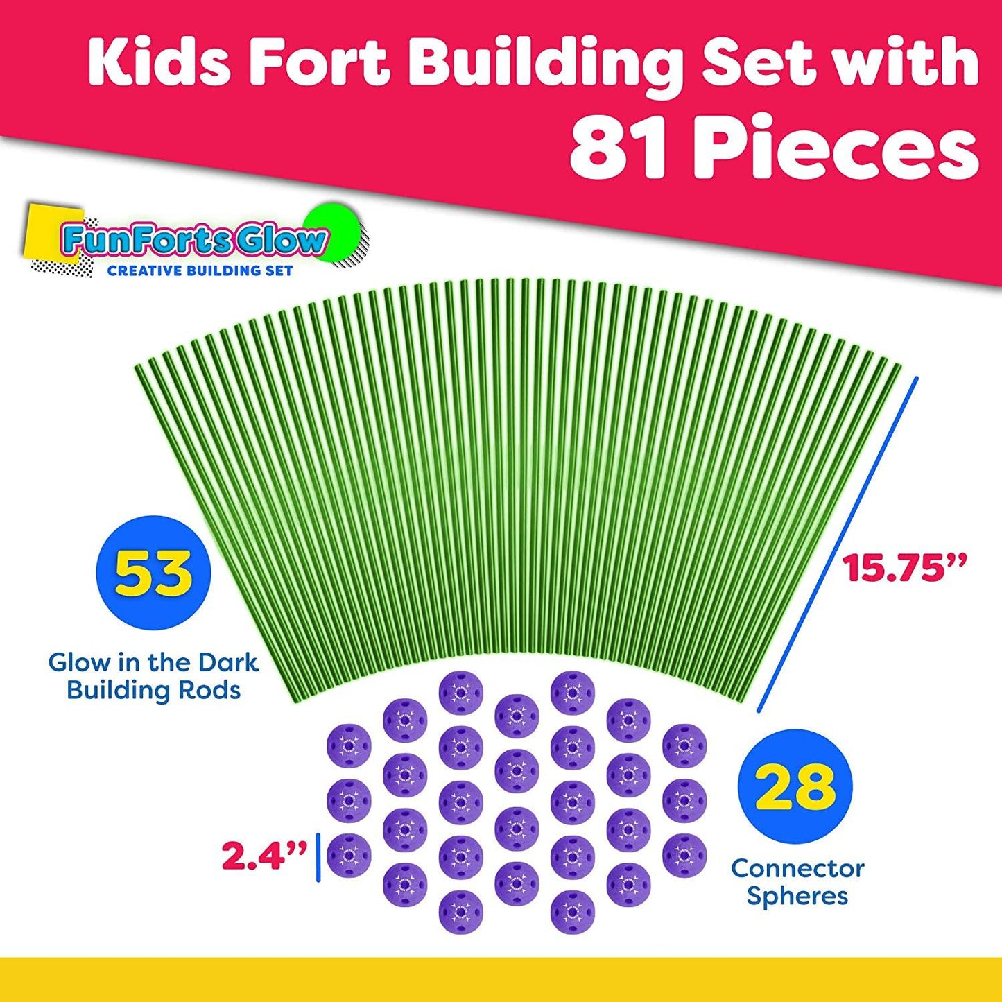 Fun Forts Glow Fort Building Kit for Kids - MARC SHERL