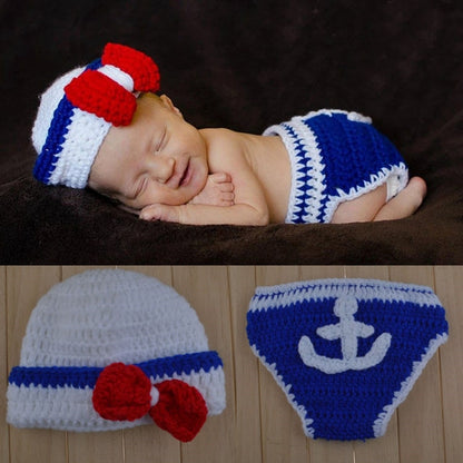 Baby Cap Crocheted Baby Hat Boy Christmas Outfit New Born Photography Props Handmade Knitted Photo Prop Infant Accessories - MARC SHERL