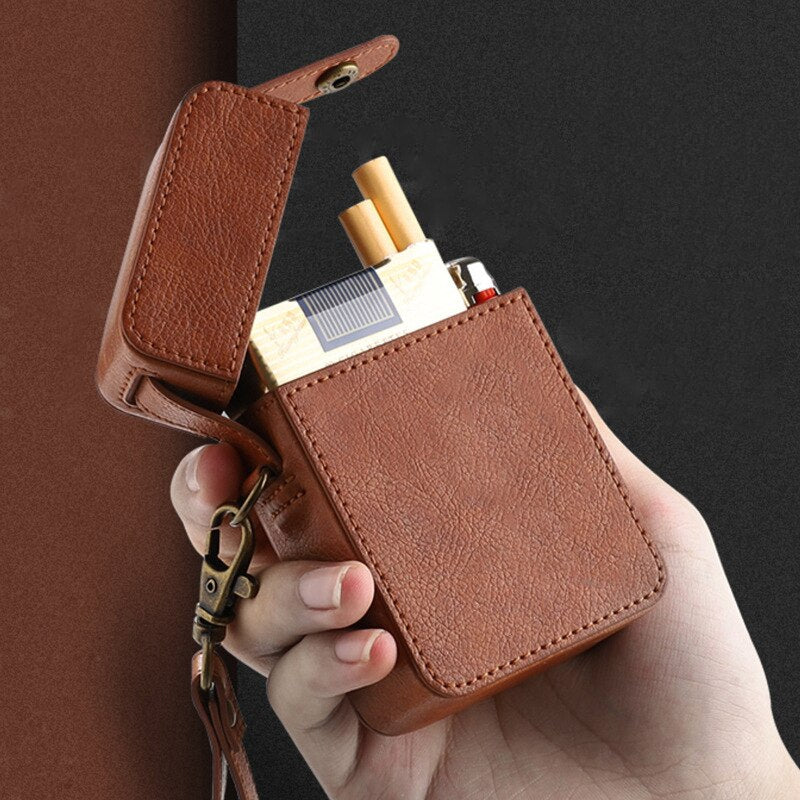 Portable Holds 20pcs Retro Leather Cigarette Case Lanyard Smoking  Gadget Storage Container Box best European gift for Men - MARC SHERL