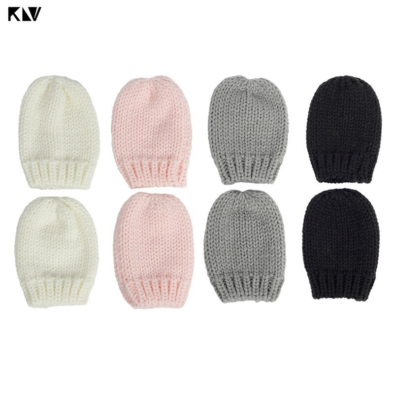 Winter Cotton Baby Hat and Mittens Set Kids Knitted Cotton Beanie Cap Warm Boys Girls Double Pompom Hats Gloves Infant Bonnet - MARC SHERL