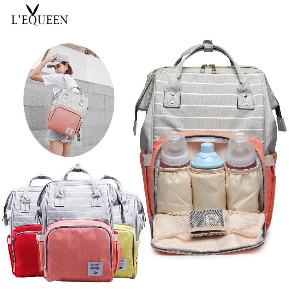 Lequeen Fashion Mummy Maternity Nappy Bag Large Capacity Nappy Bag Travel Backpack Nursing Bag for Baby Care Women's Fashion Bag - MARC SHERL