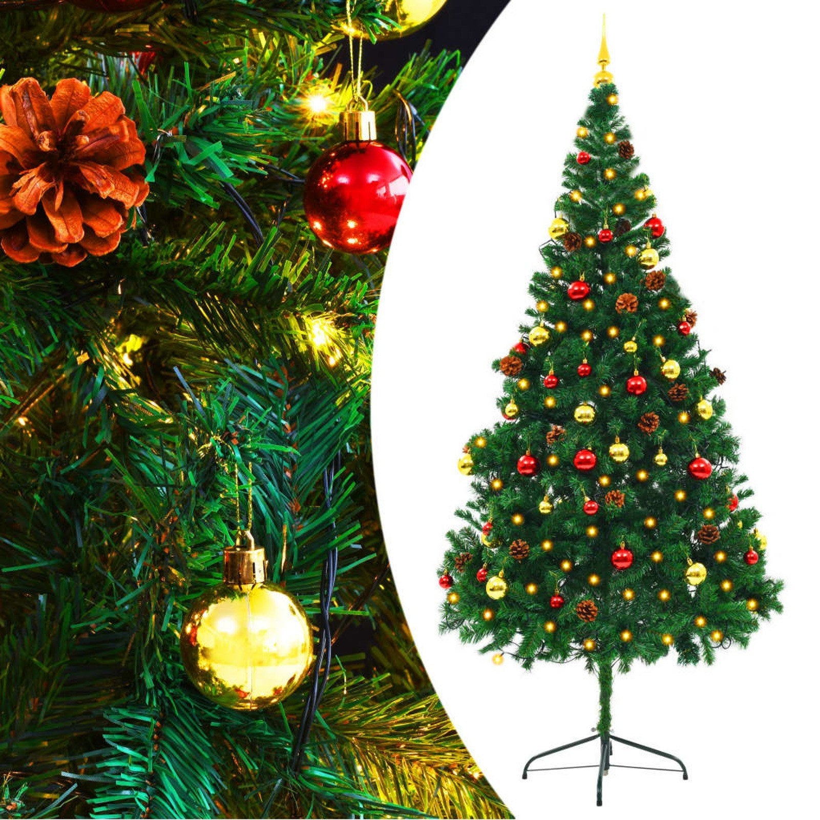 Artificial Christmas Tree with Baubles and LEDs Green 82.7" - MARC SHERL