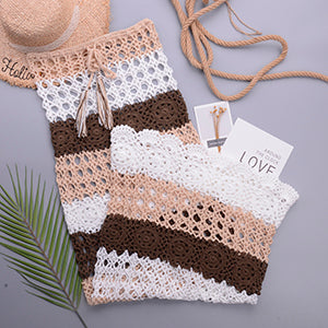 Women Lace Crochet Stitching Maxi Dress Beach Dress Bohemian Summer Casual Dress Cover Up Swimsuit Beachwear - MARC SHERL