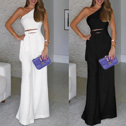 NEW Women playsuits and jumpsuits Solid Sleeveless Strapless Bandage Jumpsuit Long Wide Leg Trousers combi pantalon femme#XB35 - MARC SHERL