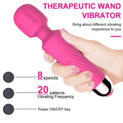 Cordless Wand Massager 8 Speeds & 20 Modes Handheld Stress Relief Health Care - MARC SHERL