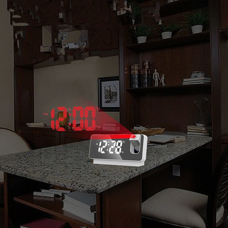 New 3D Projection Alarm Clock LED Mirror