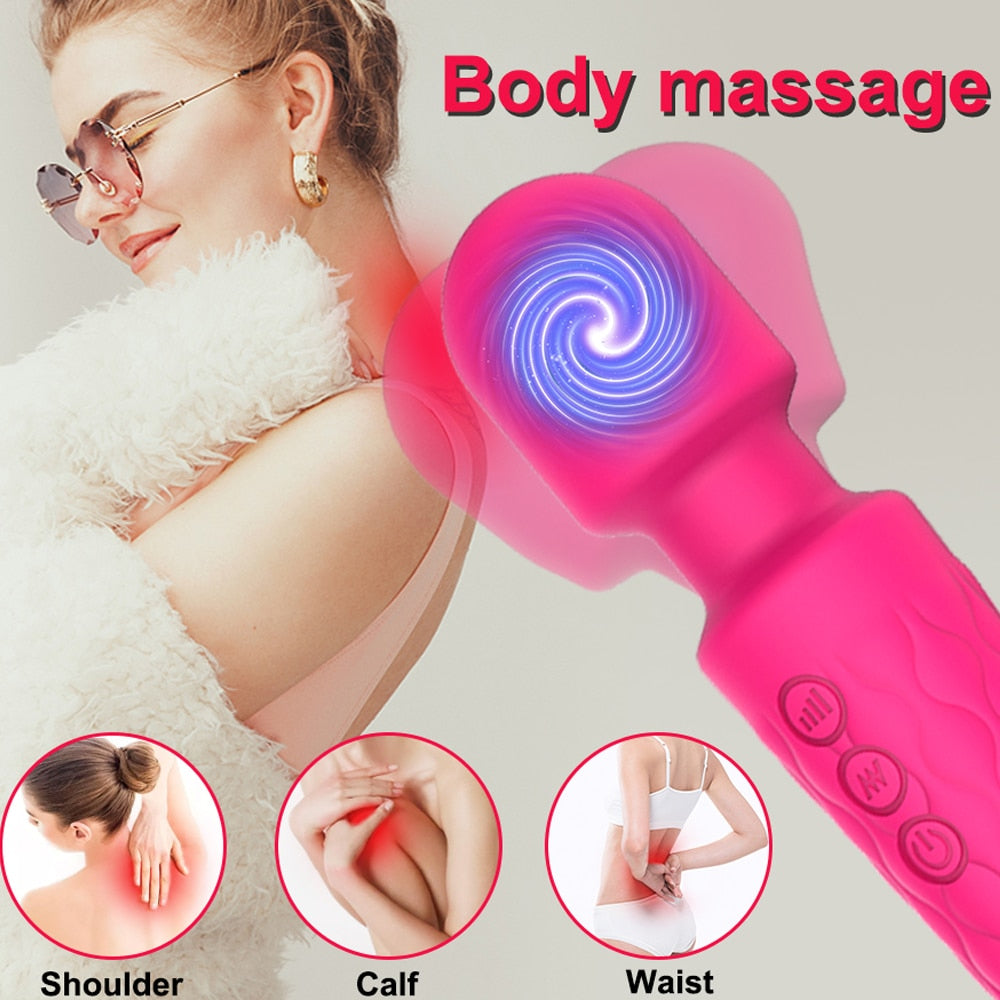 Cordless Wand Massager 8 Speeds & 20 Modes Handheld Stress Relief Health Care - MARC SHERL