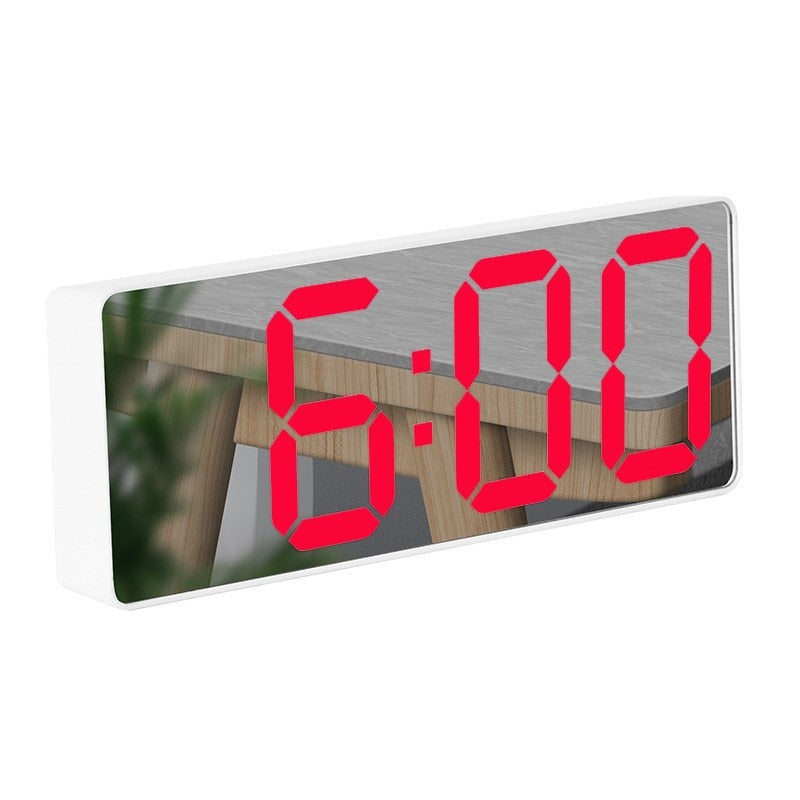 New 3D Projection Alarm Clock LED Mirror