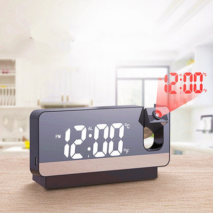 New 3D Projection Alarm Clock LED Mirror