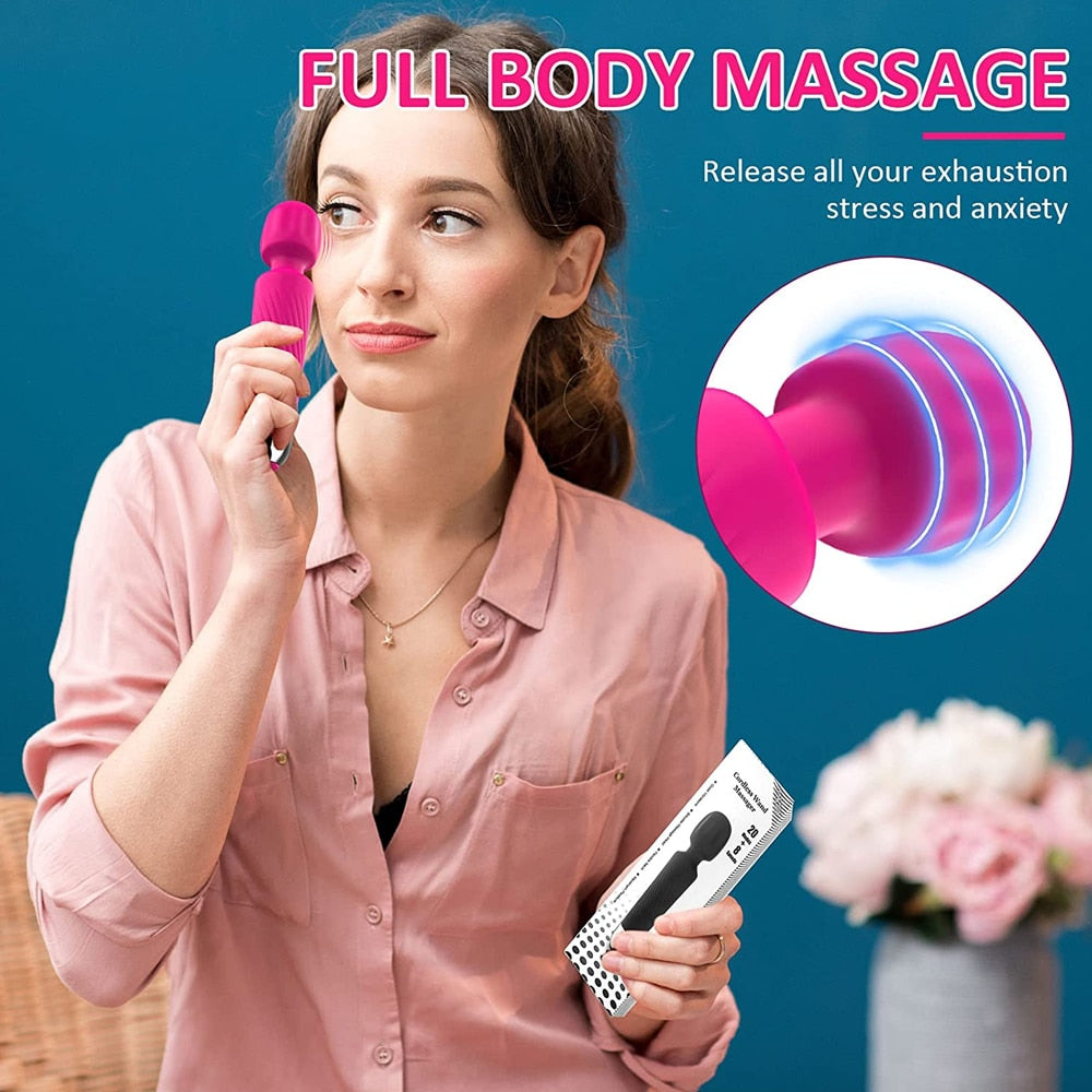 Cordless Wand Massager 8 Speeds & 20 Modes Handheld Stress Relief Health Care - MARC SHERL