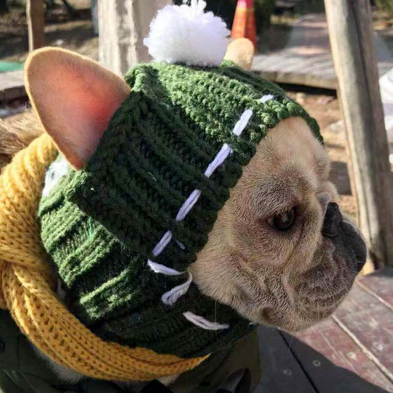 Winter Dog Cap Christmas Pet Hats Dog Accessories Woolen Puppy Hat With Ball Headwear for Small Dogs French Bulldog Pet Products - MARC SHERL