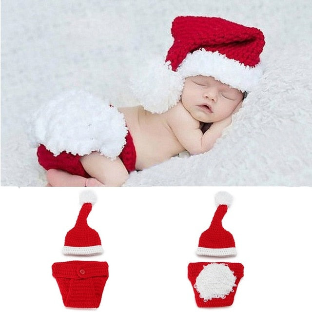 Baby Cap Crocheted Baby Hat Boy Christmas Outfit New Born Photography Props Handmade Knitted Photo Prop Infant Accessories - MARC SHERL