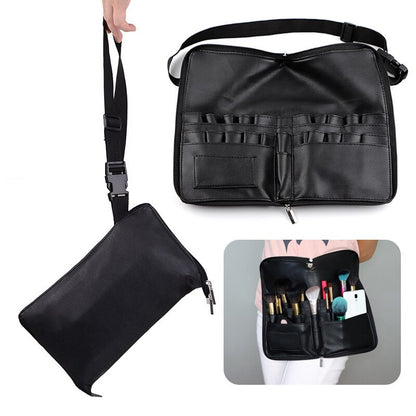 1Pcs Black Two Arrays Makeup Brush Holder Stand 24 Pockets Strap Belt Waist Bag Salon Makeup Artist Cosmetic Brush Organizer - MARC SHERL