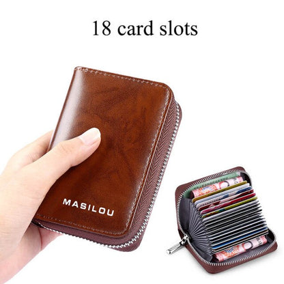 Genuine Leather Business Card Holder Anti Theft RFID - MARC SHERL